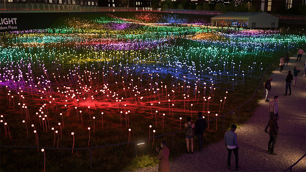 Conceptual Rendering of Field of Light at Freedom Plaza, Courtesy of The Soloviev Foundation