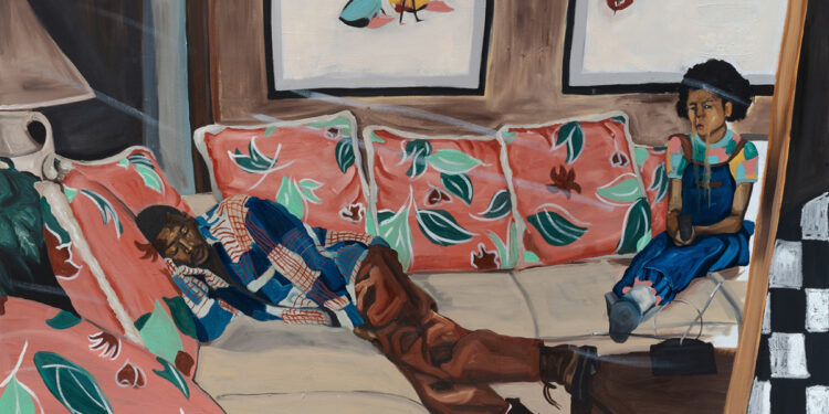 My Worst Fear is One Day That You Come Home from School and See Your Father Face While Hearing Bout' Tragedy On News, 2024 60 x 95 ″ Oil, oil stick on canvas