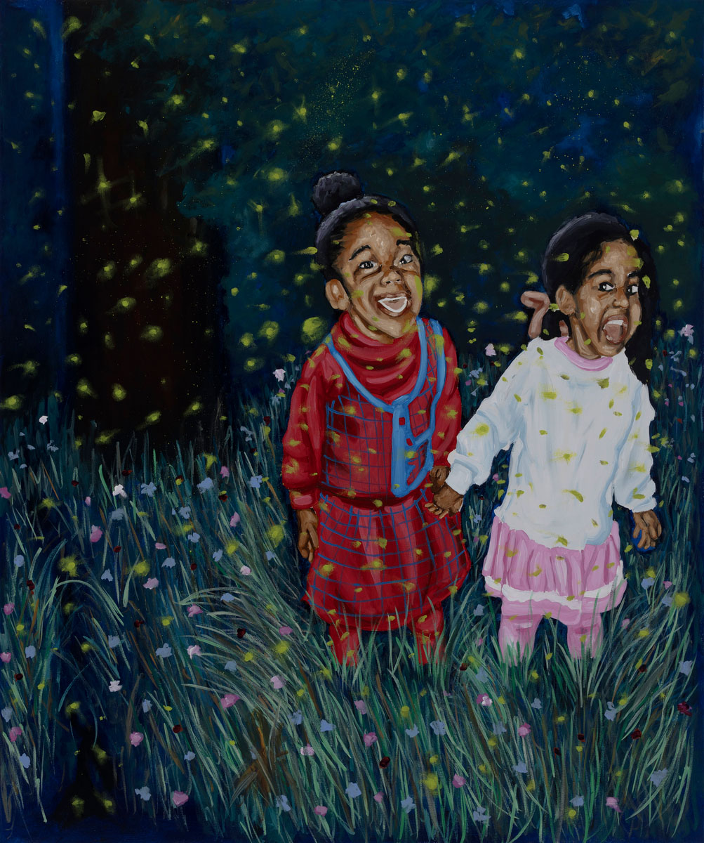 Carnations, Lilies, Lilies, Roses, and Lightening Bugs, 2025 60 x 50 ″ Oil on canvas