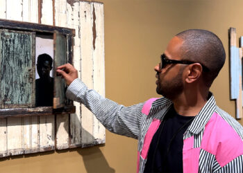 Joshua Woods with Passage 3, Chromagenic print in Wooden window pane on Floor board