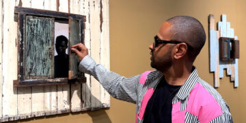 Joshua Woods with Passage 3, Chromagenic print in Wooden window pane on Floor board